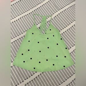 Mine Mint Green Halter Top with Black Dots